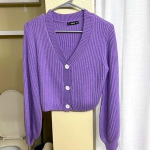 Purple cardigan (slightly cropped)